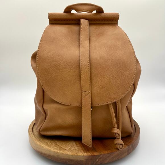 Antik Kraft Handbags - Antik Kraft Stephanie Backpack Tan Vegan Leather Bucket Crossbody Bag Top Handle